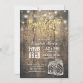 Rustic Wood & Mason Jar String Lights Bachelorette Kaart (Voorkant)