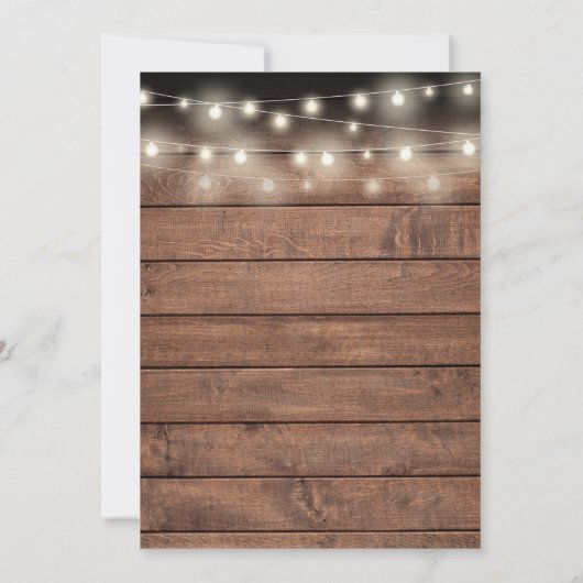 Rustic Wood Mason Jar String Lights Floral Save The Date (Achterkant)