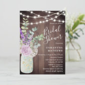 Rustic Wood Mason Jar String Lights Vrijgezellenfe Kaart (Staand voorkant)