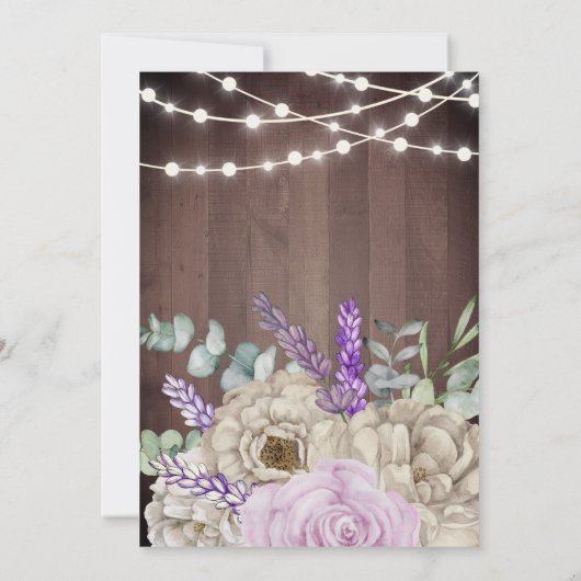 Rustic Wood Mason Jar String Lights Vrijgezellenfe Kaart (Achterkant)