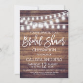 Rustic Wood Mason Jar String Lights Vrijgezellenfe Kaart (Voorkant)