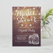 Rustic Wood Mason Jar String Lights Vrijgezellenfe Kaart (Staand voorkant)