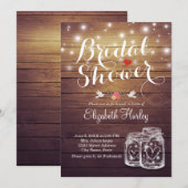 Rustic Wood Mason Jar String Lights Vrijgezellenfe Kaart (Voorkant / Achterkant)