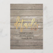 Rustic Wood Mason Jar String Lights Wedding Detail Informatiekaartje (Achterkant)