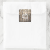 Rustic Wood Mason Jar String Lights Wedding Favor Vierkante Sticker (Tas)