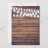 Rustic Wood Mason Jar String Lights Wedding Kaart (Achterkant)