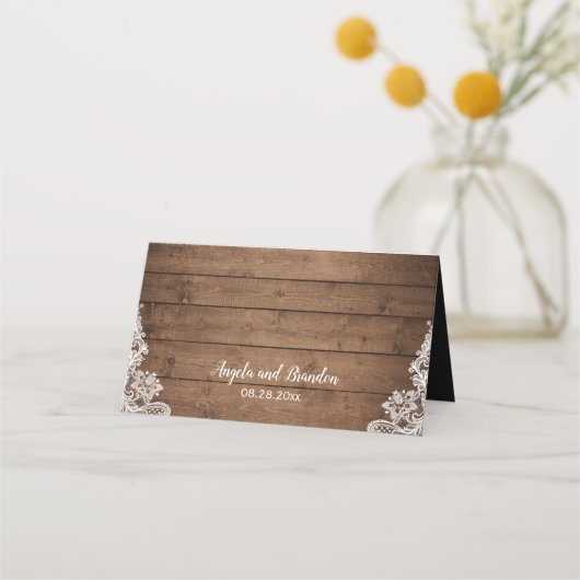 Rustic Wood Mason Jar String Lights Wedding Plaatskaartje (Achterkant)