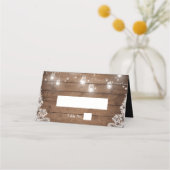 Rustic Wood Mason Jar String Lights Wedding Plaatskaartje (Voorkant)