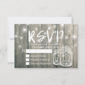 Rustic Wood & Mason Jar String Lights Wedding RSVP (Voorkant)