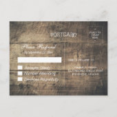 Rustic Wood & Mason Jar String Lights Wedding RSVP Uitnodiging Briefkaart (Achterkant)