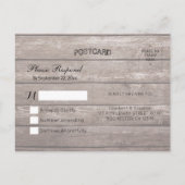 Rustic Wood & Mason Jar String Lights Wedding RSVP Uitnodiging Briefkaart (Achterkant)