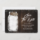 Rustic Wood Mason Jar String Lights Wedding Save The Date (Voorkant)