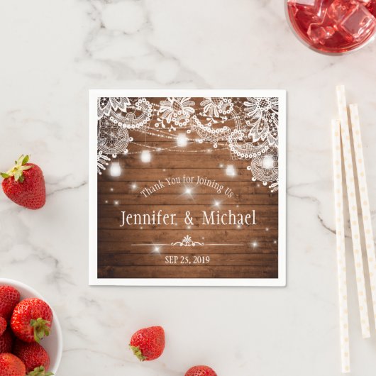 Rustic Wood Mason Jar String Lights Wedding Servet (Insitu)
