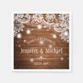 Rustic Wood Mason Jar String Lights Wedding Servet (Voorkant)