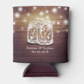 Rustic Wood Mason Jar String Lights Wedding Shower Blikjeskoeler (Voorkant)