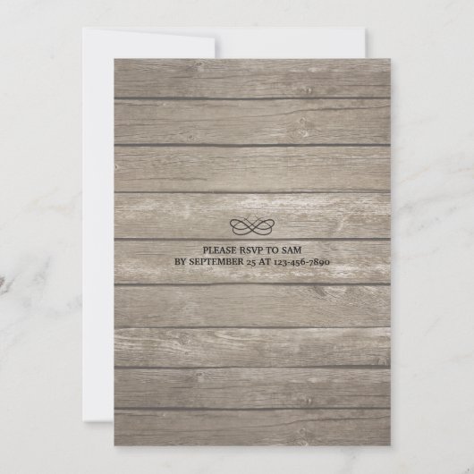 Rustic Wood Mason Jar String Lights Wedding Shower Kaart (Achterkant)