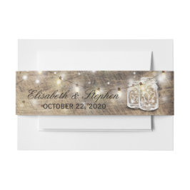 Rustic Wood Mason Jar String Lights Wedding Shower Uitnodigingen Wikkel
