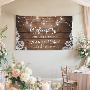 Rustic Wood Mason Jar String Lights Wedding Spandoek