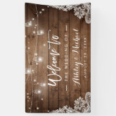 Rustic Wood Mason Jar String Lights Wedding Spandoek (Verticaal)
