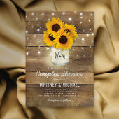 Rustic Wood Mason Jar Sunflower Wedding Kaart