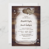 Rustic Wood Mason Jar Wedding Invitations Kaart (Voorkant)