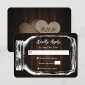 Rustic Wood Mason Jar Wedding RSVP Kaart (Voorkant / Achterkant)