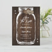 Rustic Wood Mason Jar Wedding Save the Date (Staand voorkant)