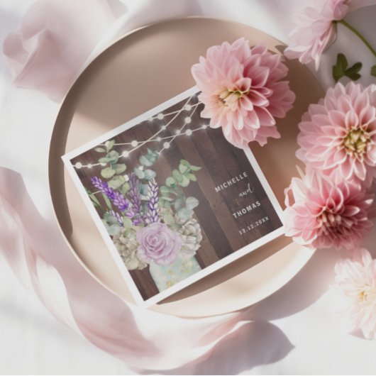 Rustic Wood Mason Jar Wedding Servet