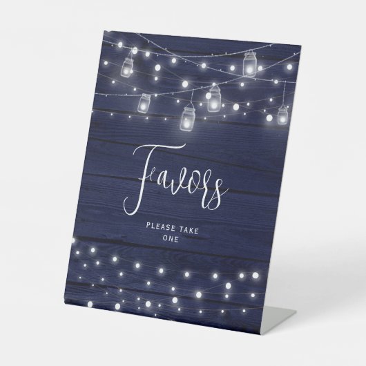 Rustic Wood Mason Jars Favors Reclamebord Met Voetstuk (Voorkant)