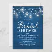 Rustic Wood Mason Jars Lights Blue Vrijgezellenfee Kaart (Voorkant)