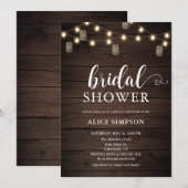 Rustic Wood Mason Jars Script Heart Vrijgezellenfe Kaart (Voorkant / Achterkant)