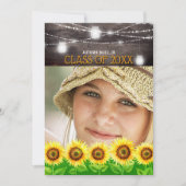 Rustic Wood Mason Jars Zonnebloem Foto Afstuderen Kaart (Voorkant)