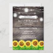 Rustic Wood Mason Jars Zonnebloem Foto Afstuderen Kaart (Achterkant)