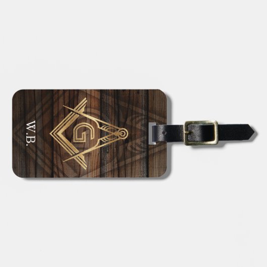 Rustic Wood Masonic Bagagelabels | Freemason Gifts (Voorkant horizontaal)