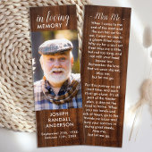 Rustic Wood Memorial Prayer Kaart Funeral Bladwijz