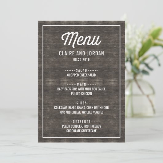 Rustic Wood Menu Kaart RWC (Staand voorkant)