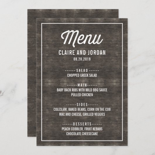Rustic Wood Menu Kaart RWC (Voorkant / Achterkant)