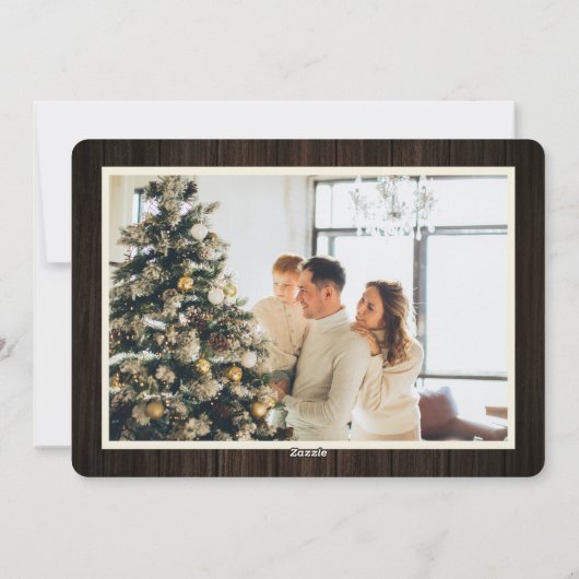 Rustic Wood Merry and Bright Photo Christmas Feestdagenkaart (Achterkant)