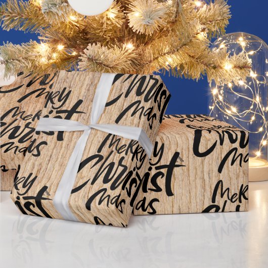 Rustic Wood Merry Christmas Christelijk Christ Cadeaupapier (Feestdagen)