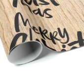 Rustic Wood Merry Christmas Christelijk Christ Cadeaupapier (Rol Hoek)