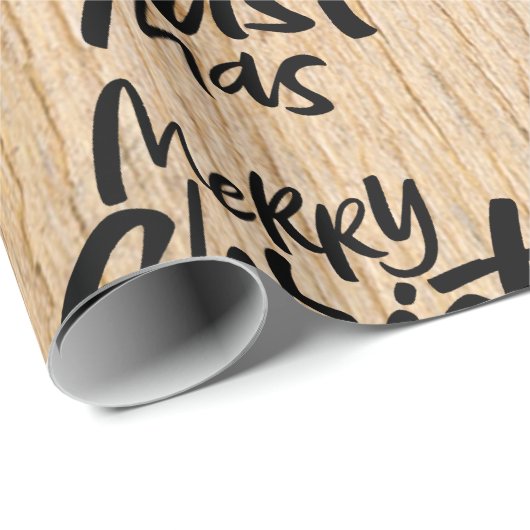 Rustic Wood Merry Christmas Christelijk Christ Cadeaupapier (Rol Hoek)