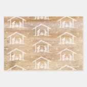 Rustic Wood Merry CHRISTmas Geboorte Christelijke  Inpakpapier Vel (Voorkant 3)
