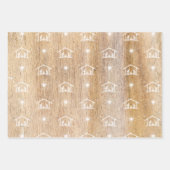 Rustic Wood Merry CHRISTmas Geboorte Christelijke  Inpakpapier Vel (Voorkant 2)