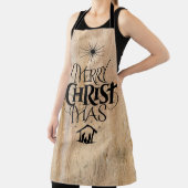 Rustic Wood Merry CHRISTmas Woodland Christelijk Schort (Insitu)