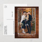 Rustic Wood Merry-kerstfoto Briefkaart (Voorkant / Achterkant)
