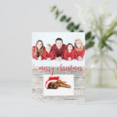 Rustic Wood Merry kerstfoto - Briefkaart (Staand voorkant)