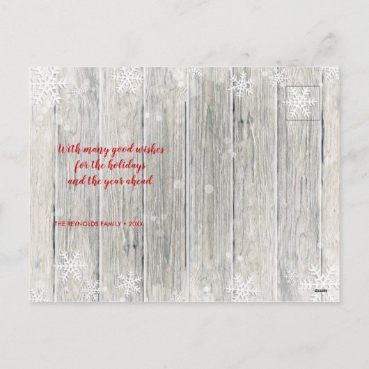 Rustic Wood Merry kerstfoto - Briefkaart (Achterkant)