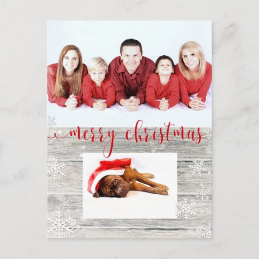 Rustic Wood Merry kerstfoto - Briefkaart (Voorkant)