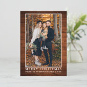 Rustic Wood Merry-kerstfoto Feestdagenkaart (Staand voorkant)