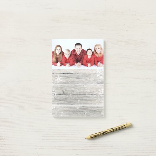 Rustic Wood Merry kerstfoto - Post-it® notes (Op bureau)